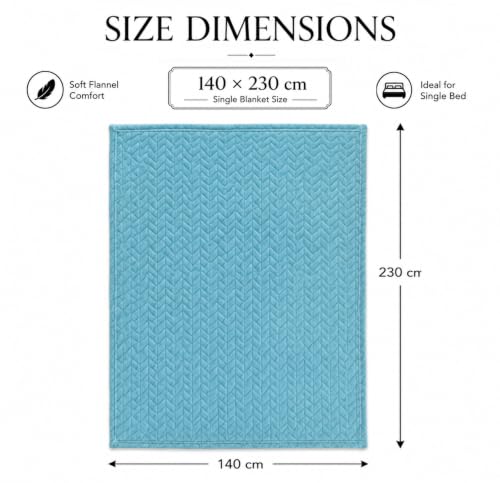 Image of SANMARINO Premium 300 GSM Single Bed Flannel Blanket | Ultra Soft Leaf Emboss Plush Blanket | All Season Lightweight & Cozy | AC Blanket for Bed, Sofa, Couch, Travel & Camping | 152x228 cm,Aqua
