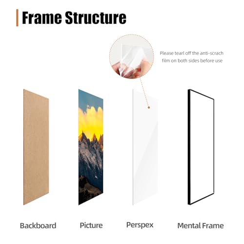 Homso XKJS-BLACK-A3 Picture Frame In Black - 11.7X16.5 Frame Metal Aluminum A3 Poster Frames Thin Border A3 Frame With Shatter-Resistan Acrylic thumb #6