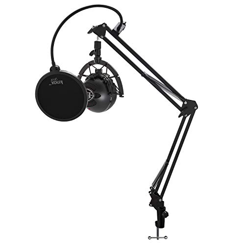 Blue Microphones Snowball iCE Microphone (Black) with Knox Gear Boom Arm, Shock Mount and Pop Filter Bundle