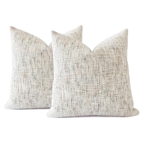 HOMFINER Textured Neutral Throw Pillow Covers 16x16...