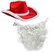 Funny Party Hats Santa Hats with Beard - Cowboy Santa Hat with Beard - Santa Beard - Santa Costume