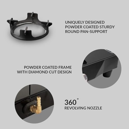 Image of IVAS Ultraflame 3 Burner Premium Glass Cooktop | ISI Certified | Diamond Cut Design |Thick Toughened Glass |Sturdy Pan Support | Safety, Reliability, High Efficiency | 5 years warranty on Glass