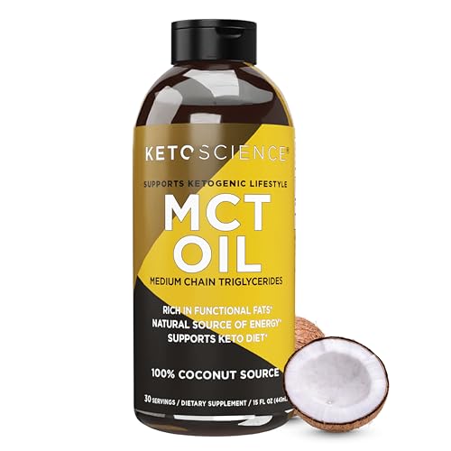 KETO SCIENCE Ketogenic MCT Oil, Dietary Supplement, Made from 100% Coconuts, Promotes Energy, Unflavored, 15 Fl Oz