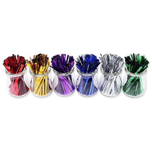 Sago Brothers 1200pcs 4 inch Metallic Twist Ties, 6 Colors