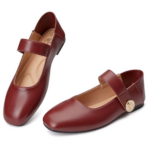 Trary Flats for Women Mary Jane Shoes Dressy Ballet Flat for Women Comfortable Business Office Slip On Casual Shoes