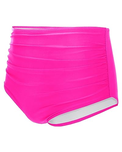 Image of Tempt Me Women High Waisted Bikini Bottom Retro Ruched Swim Bottom Shirred Tankinis Brief