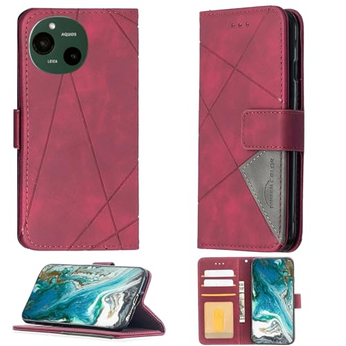 Aroepurt Case Compatible for Sharp Aquos R9 Phone Case Cover Flip Stand Cover PU Leather Wallet Case Red