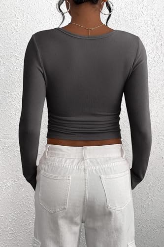 Image of PRETTYGARDEN Women's Fall Long Sleeve Henley T Shirts