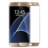Galaxy S7 Edge Screen Protector, iNINJA(TM) Premium Mirror Tempered Glass Cell Phone Touch 3D Screen Protector with Bubble Free, Anti Glare Scratch Reflective(2016) - Gold