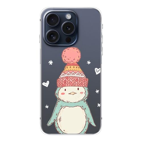 Coque iPhone 15 Pro flocon de neige pingouin, le cadeau mignon idéal - 4