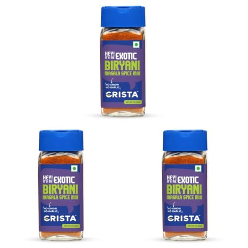 Image of CRISTA Exotic Biryani Masala Spice Mix | Rich in flavour | No Onion | No Garlic | Vegan | Pure | Zero added Colours, Fillers, Additives & Preservatives | 45 gms (Pack of 3)