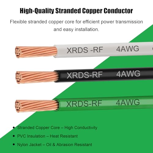 Image of 4 AWG THHN Stranded Bare Copper Wire 100FT Green Grounding Wire, Electrical Wire, 600V Rated Building Wire, Ideal for Panel Wiring, Grounding, Lighting Circuits, Control Systems