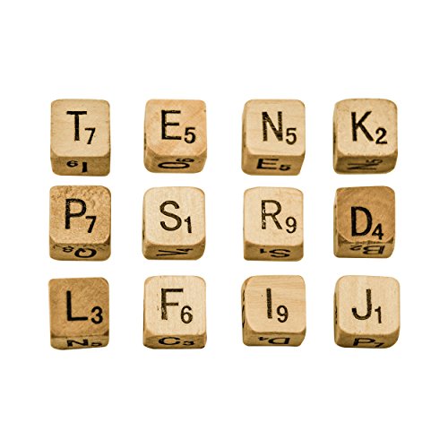 Tim Holtz Idea-ology Natural Wood Alpha Dice 12/Pack, 1/2 Inch Wooden Cube Dice (TH93293)