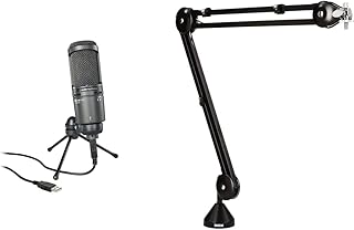 Audio-Technica AT2020USB+ Cardioid Condenser Microphone (USB connection) for voiceover, podcasting, streaming and recording & RØDE PSA1 Professional Studio Arm