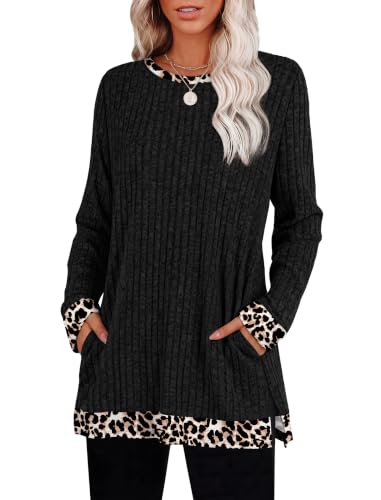 Image of Sampeel Long Sleeve Shirts for Women Tunic Sweaters Fall Fashion Outfits | Sweaters for Women, Early Fall Fashion Must Haves 2026, Long Tunic Tops, Vacation Outfits, Autumn, Plus Size Blouses