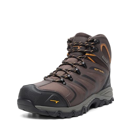 NORTIV 8 Waterproof Work Boots for Men Steel Toe Safety Construction Boots ARMADILLO-STL 8.5 Brown/Black/Tan