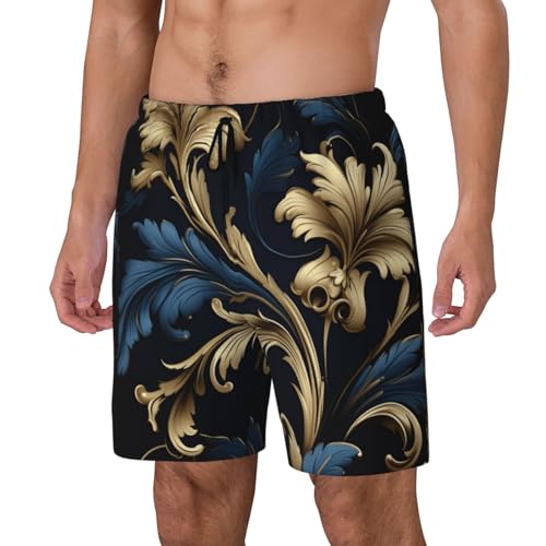 Damask Pattern Print Men Stylish Functionality Swim Trunks Breathable Beach Shorts Surfing Gym Fishing2