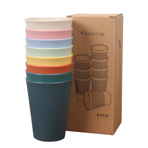 SenaiMy Lot de 8 Gobelets Réutilisables, PP, 0.32L, 8 Couleurs, Gobelets Plastique Dur pour Enfants et Adultes, Café, Thé, Lait, BBQ, Pique-nique, Sans BPA