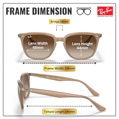 Image of Ray-Ban RB4362 Square Shaped Sunglasses for Men & Women with Official RAYBAN Eyewear Kit