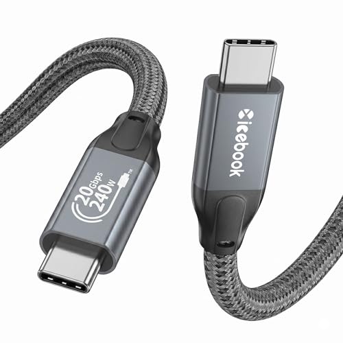 Image of 3FT USB C to USB C 3.2 Gen 2 X 2 Video Cable for Monitor, 240 Watt Fast Charging Cable, 20Gbps High Speed Data Transfer Cable, 4k@60Hz Full Function Display Cable for iPhone 17, Laptop, SSD, Hub, eGPU