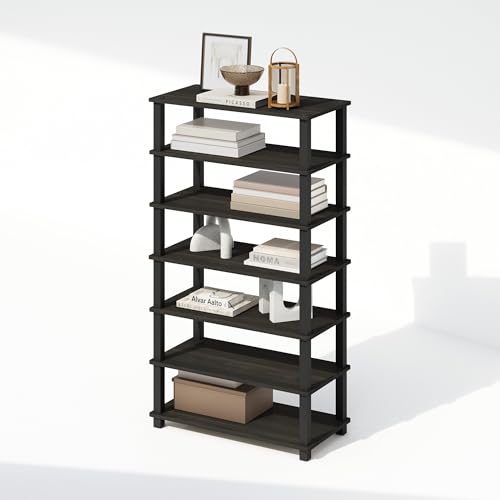 Image of Furinno Turn-N-Tube Storage Shelves Set of 2, 4-Tier Stackable Standing Shelf, Open Corner Shelf, for Organization and Storage, Living Room, Garage, Home Office, Espresso