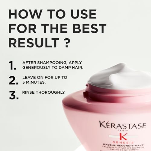 Image of Kerastase Genesis Reconstituant Hair Mask for Hair Fall Control 200ml | Anti-Hair Fall Hair Mask | Infused with Ginger Root, Edelweiss Native Cells & Arginine