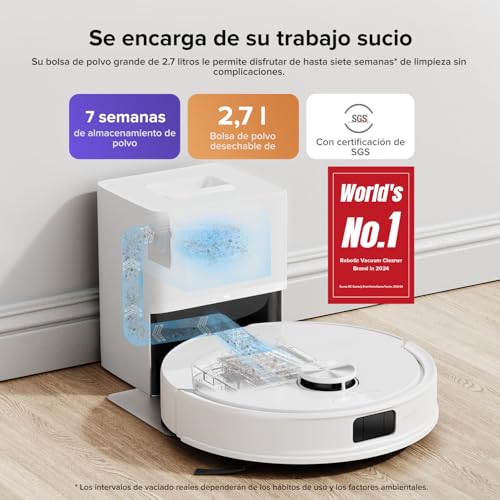 Miniatura 2 de roborock Q10 S5+ Set Robot Aspirador y Fregasuelo 2 en 1 10000 Pa, Blanco