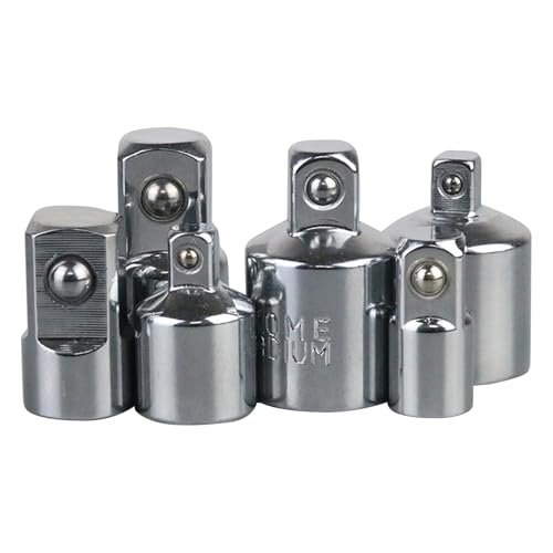 NUEAYMS Juego de 6 llaves de carraca de 1/4 a 3/8 pulgadas, 3/8 pulgadas a 2 pulgadas, 2 pulgadas a 4 pulgadas, juego de adaptadores