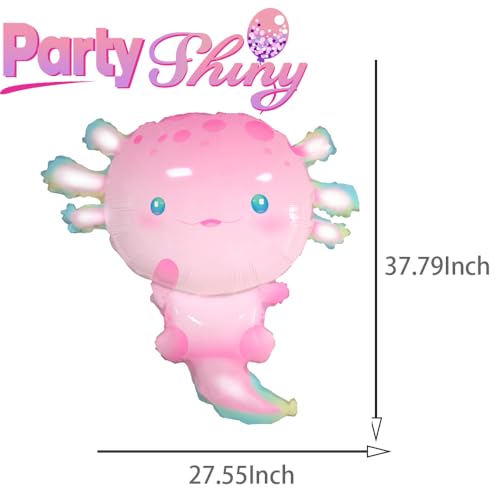 Image of 11Pcs Pink Axolotl Balloons,Seashell Coral Seaweed Balloon For Axolotl Birthday Party Decoration /Under the sea,Mermaid Party Decor,Axolotl Graduation,Pixel Game Axolotl Party Decor