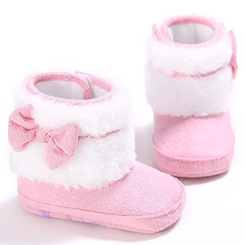 Leather Waterproof Boots Winter Warm Shoes Lightweight Walking Sneakers Girls Snow Boots Winter Shoes Fuzzy Boots Pink #TOP2