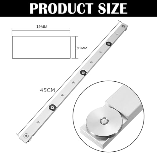 Gehrungsstange 450mm, 2PCS Führungsschiene Gehrungsstange Schieber Verstellbare Miter Bar Saw Slider Aluminiumlegierung T Nut Gehrungsstange Schiene Tischkreissäge Messstange Holzbearbeitungswerkzeug