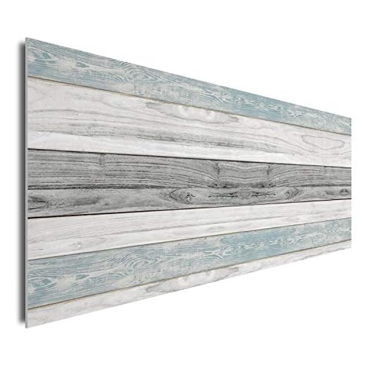 Cabecero para Cama de 135 y 150 cm - Madera Vintage - PVC 5mm - Color Azul y Gris - 150 x 60 cm, CAB-001