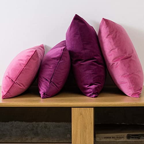 Image of JUSPURBET 16x16 Decorative Velvet Throw Pillow Covers Set of 2,Rose Red | Modern Soft Cushion Covers Cases with Hidden Zipper for Couch Sofa Bed Living Room Bedroom Home Decor