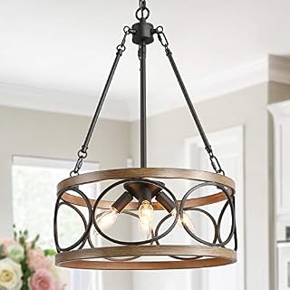 KSANA Drum Chandelier, 16" Modern Farmhouse Pendant Chandeliers for Dining Rooms, Living Room