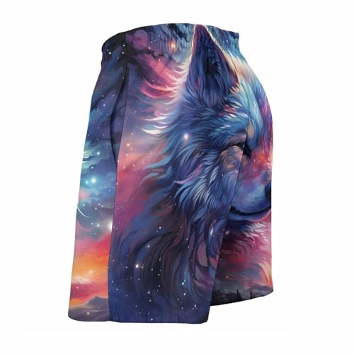 Wolf Starry Sky Mens Swim Trunks Beach Swimming Shorts with Pockets and Mesh Lining4