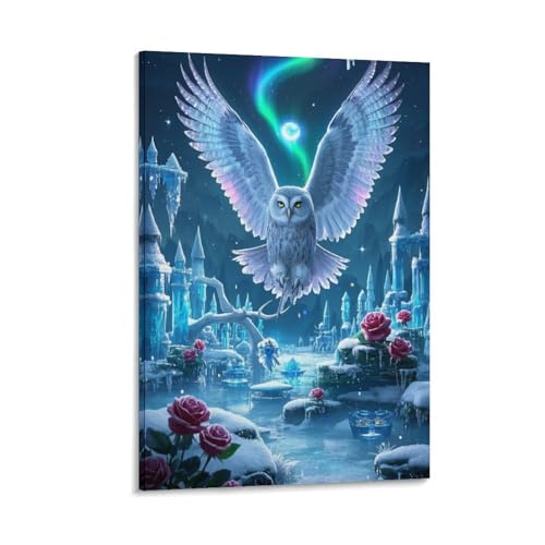 Tableau Chouette Murale en Toile pour Décoration de Salon et Chambre - Impression 50x75cm