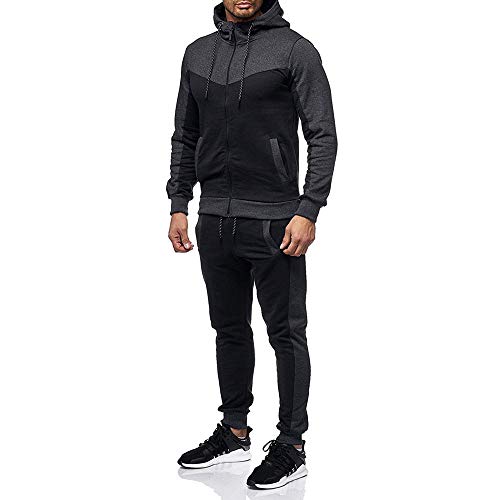 Image of Marine Royal Track Suits for Men Set Full Zip Sweatsuit Outdoor Jogging Men Tracksuits