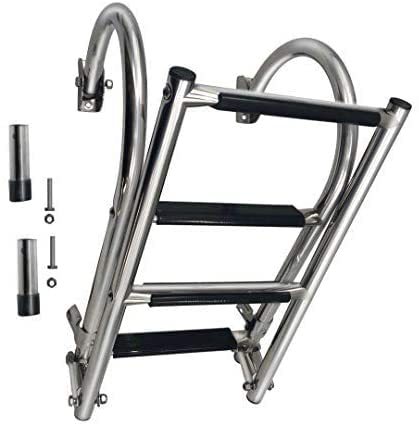 Removable 4-Step Folding Boat Ladder Stainless Steel Marine Pontoon For Marine Boat Yacht (4-Step) #TOP9
