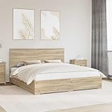 Ambiance moderne : avec son design épuré et son élégant aspect chêne Sonoma, ce lit plateforme s'intègre parfaitement dans n'importe quelle chambre contemporaine. Il crée une atmosphère élégante et relaxante qui vous invite à vous sentir bien.