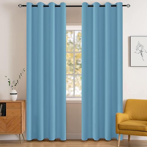 YSTELLAA Impermeable Rideau Occultant Salon Lot De 2, 140×240CM, Rideau Thermique Isolant Anti Froid Et Chaleur, À Oeillets, Anti Bruit, pour Salon Et...