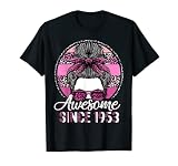Awesome since 1953 Tshirt 70 Years Old Messy Bun Leopard T-Shirt
