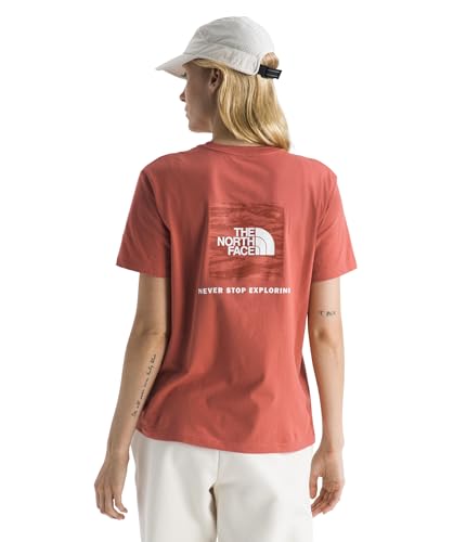 THE NORTH FACE Women's Evolution Edge of Light Box NSE Short-Sleeve Tee | Regular Fit Cotton Shirt with Logo Graphic, Mars Dust, Large