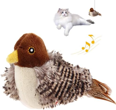 PETGEEK GiGwi Chirping Bird Cat Toys Realistic Bird Plush Toy – Perfect Melody Chaser Cat Toys for Bored Indoor Adult Cats – Includes Hanging Loop for Cat Dancer and Interactive Play