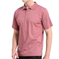 QAUN Polo Shirt for Men: Casual Stretchy Slim Fit Short Sleeve T-Shirt Working Clothing Daily Casual Tops Pink