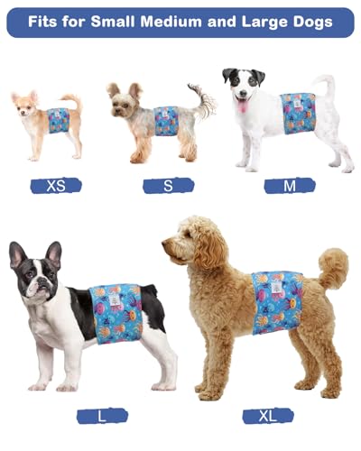 Image of CuteBone Dog Diapers Male 4 Pack Puppy Wraps Reusable Doggie Belly Bands for Male Dogs Small Medium Large