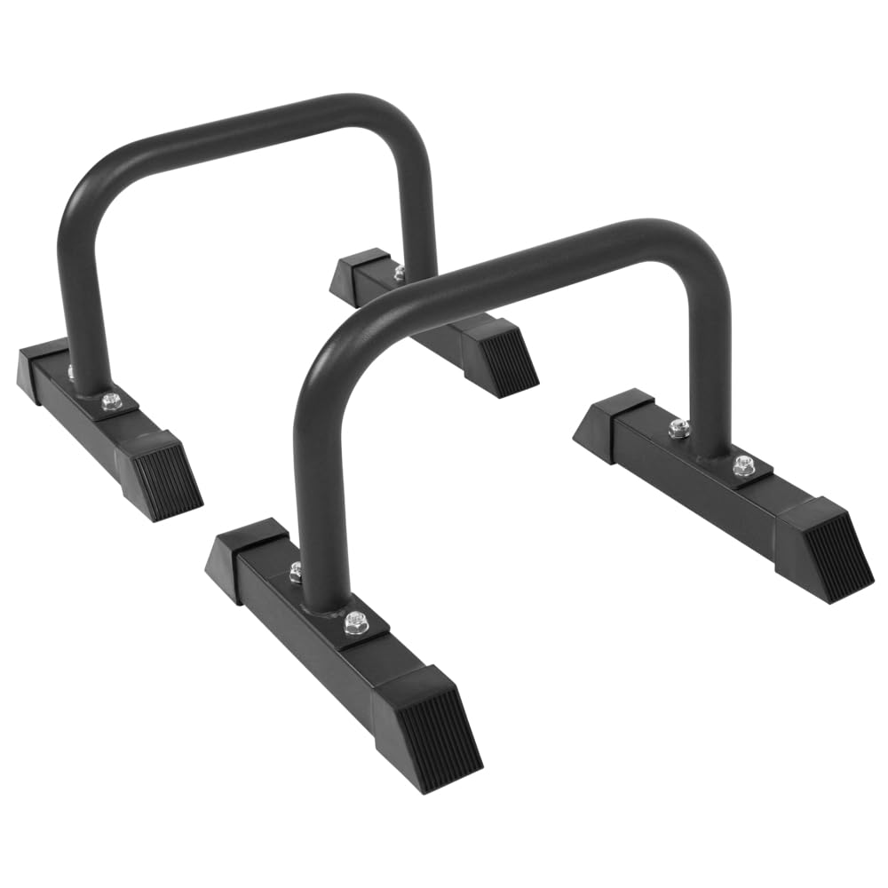 Gorilla Sports® Barres de Pompes - Paire, Charge Max 200kg, Antidérapante, Acier, Noir/Bleu/Rouge - Poignées de Pompe, Fitness Parallettes, Barres Parallèles, Calisthenics, Push Up Bars, Musculation