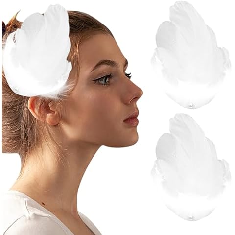 2Pcs White Feather Hair Clips for Weddings Cover