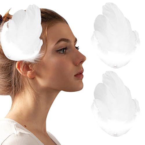 2 fermagli per capelli con piume bianche, accessorio per capelli da donna, sposa, matrimonio