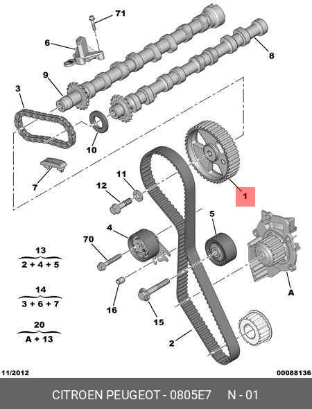 SOFIPART Poulie d'Arbre à Cames, Compatible avec Citroën Berlingo C4 Jumpy, Peugeot 206 307 407, Fiat Ducato 2.0 HDI, OEM 0805E7, 1231973, 9638188680