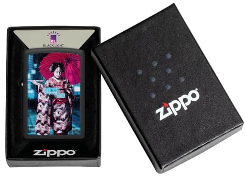 Encendedor de bolsillo Zippo negro con diseño Kimono miniatura 6